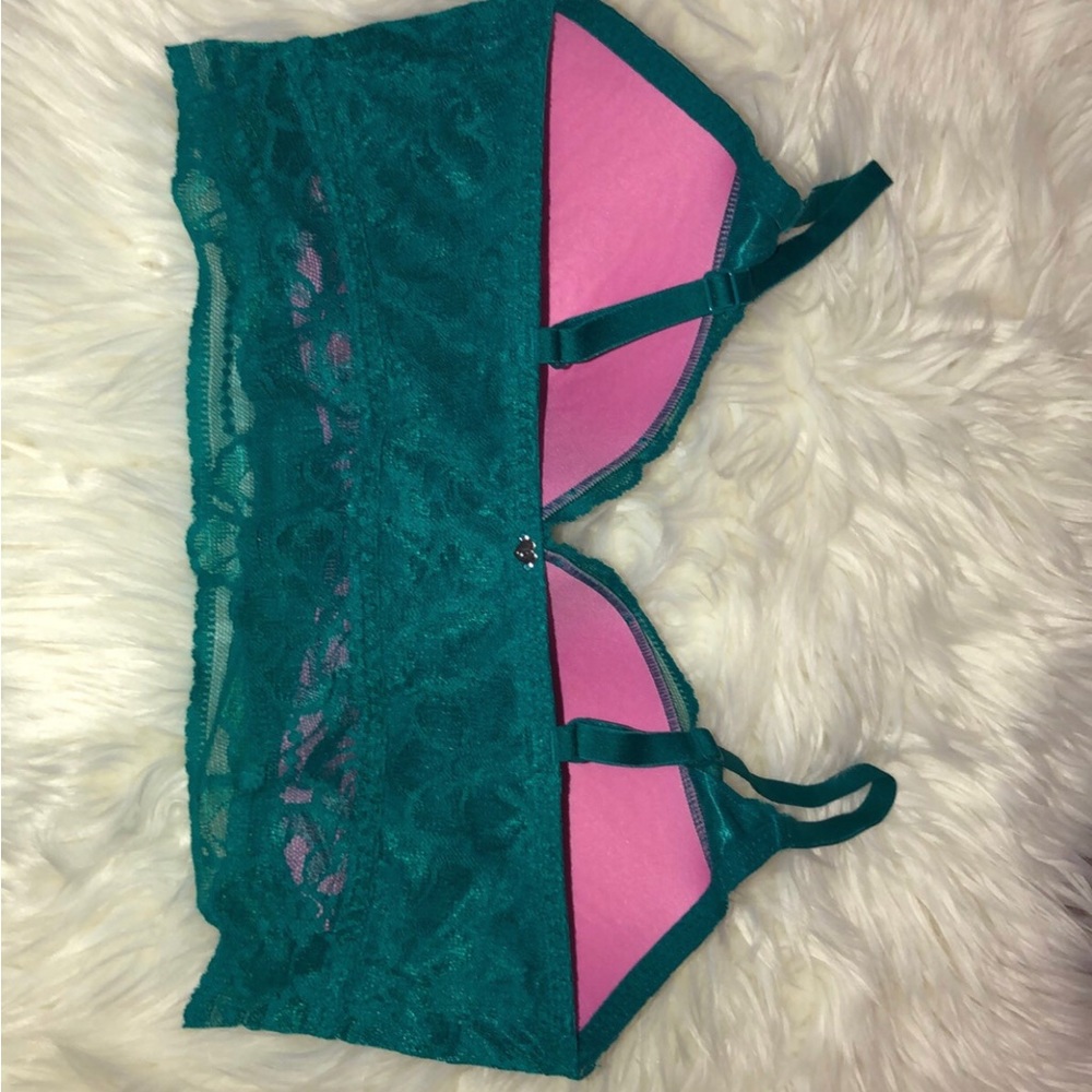 Victoria Secrets PINK lace bralette teal